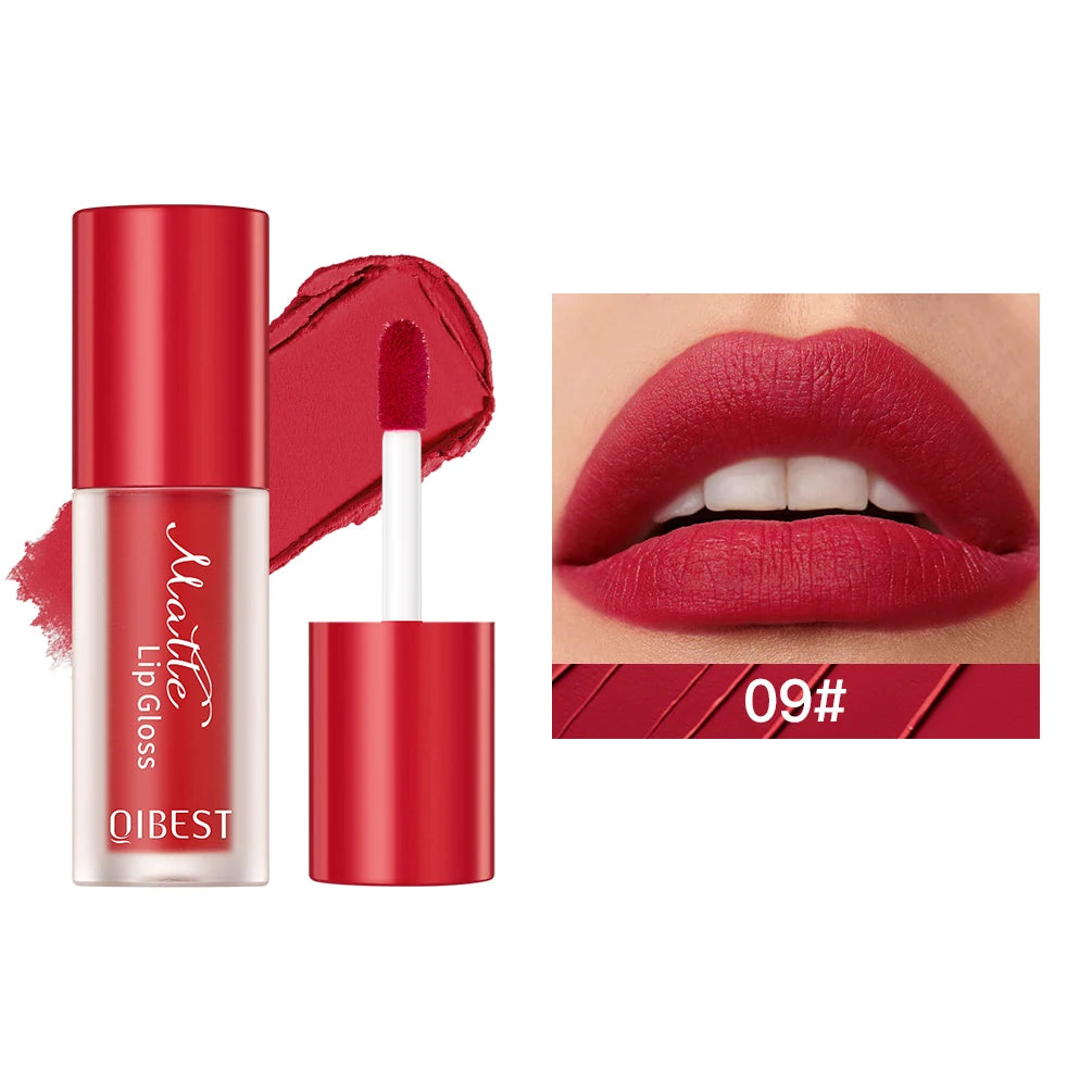 QIBEST 12 Color Liquid Lipstick Matte Velvet Lipgloss Waterproof Long-Lasting High Pigmented Lip Glaze Tint Cosmetics For Women Qme 09