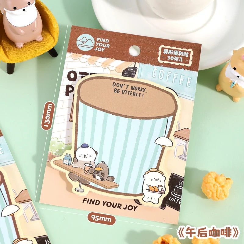 30 Pcs/book Creative Korean Stationery Cute Otter Multi functional Message Notes DIY Diary Album Scrapbook Office Supplies Qme C