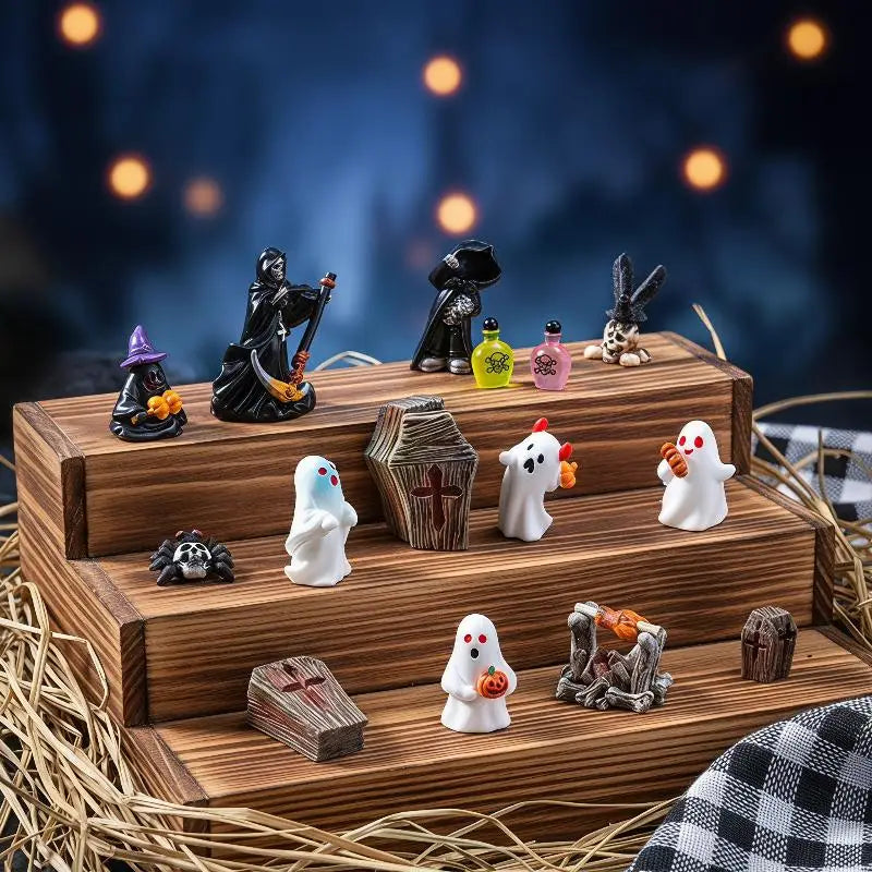 Halloween Miniature FigurineHouse Chair Halloween Mini Resin Cartoon Scary Statue Party Ornaments Qme