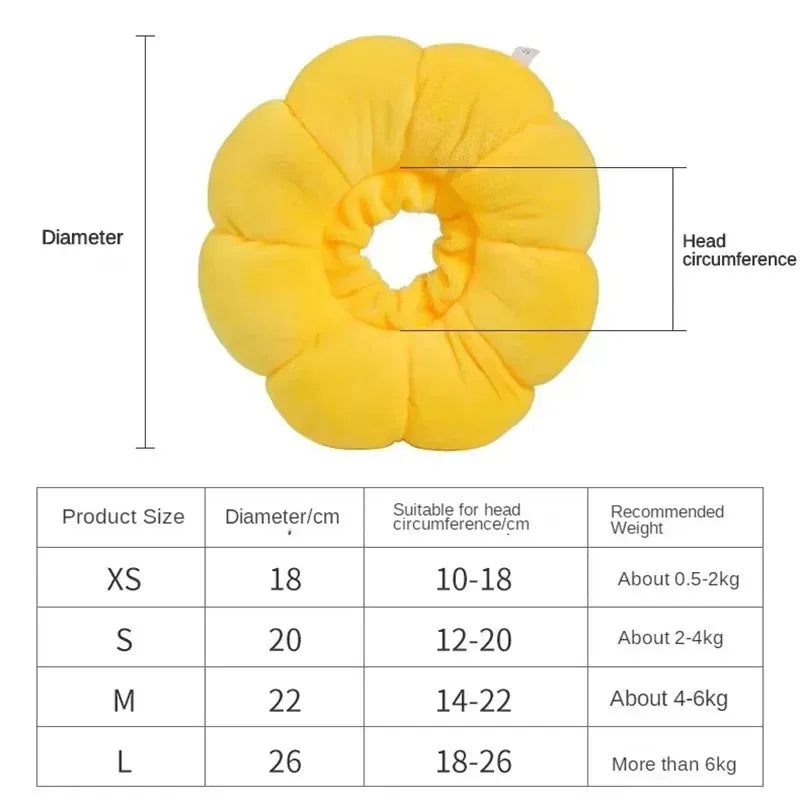 A Sunflower Pet Elizabethan Collar Adjustable Soft Plush Anti-Bite Anti-Lick Wound Healing Surgery Recovery Collar for Cats Dogs Qme