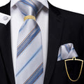Hi-Tie 5PCS Mens Necktie With Hankie Cuffs Ring Chain-Gift Tie Set Fit Wedding Prom Office Fashion Design Quality Dropshipping Qme N-3116-DPTJ01-LZ01