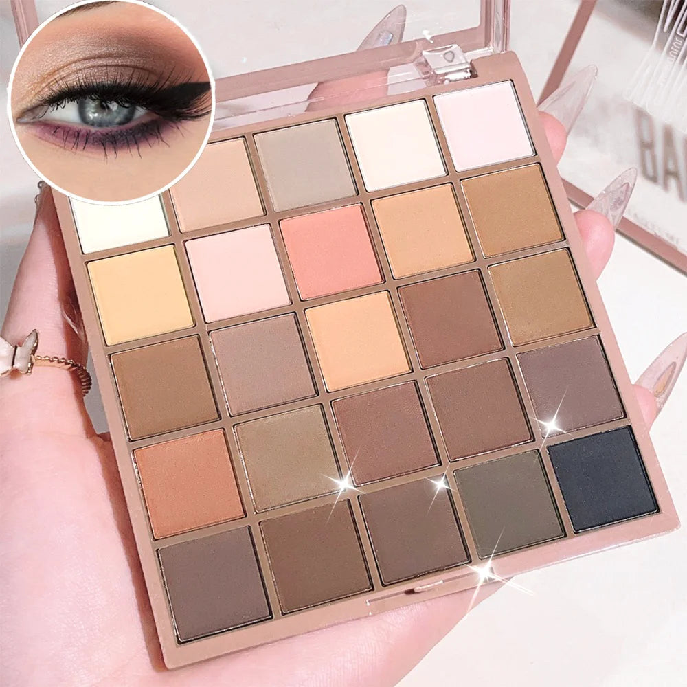 25-Color Eyeshadow Palette Matte Glitter Waterproof Long-lasting Easy Qme Matte Series