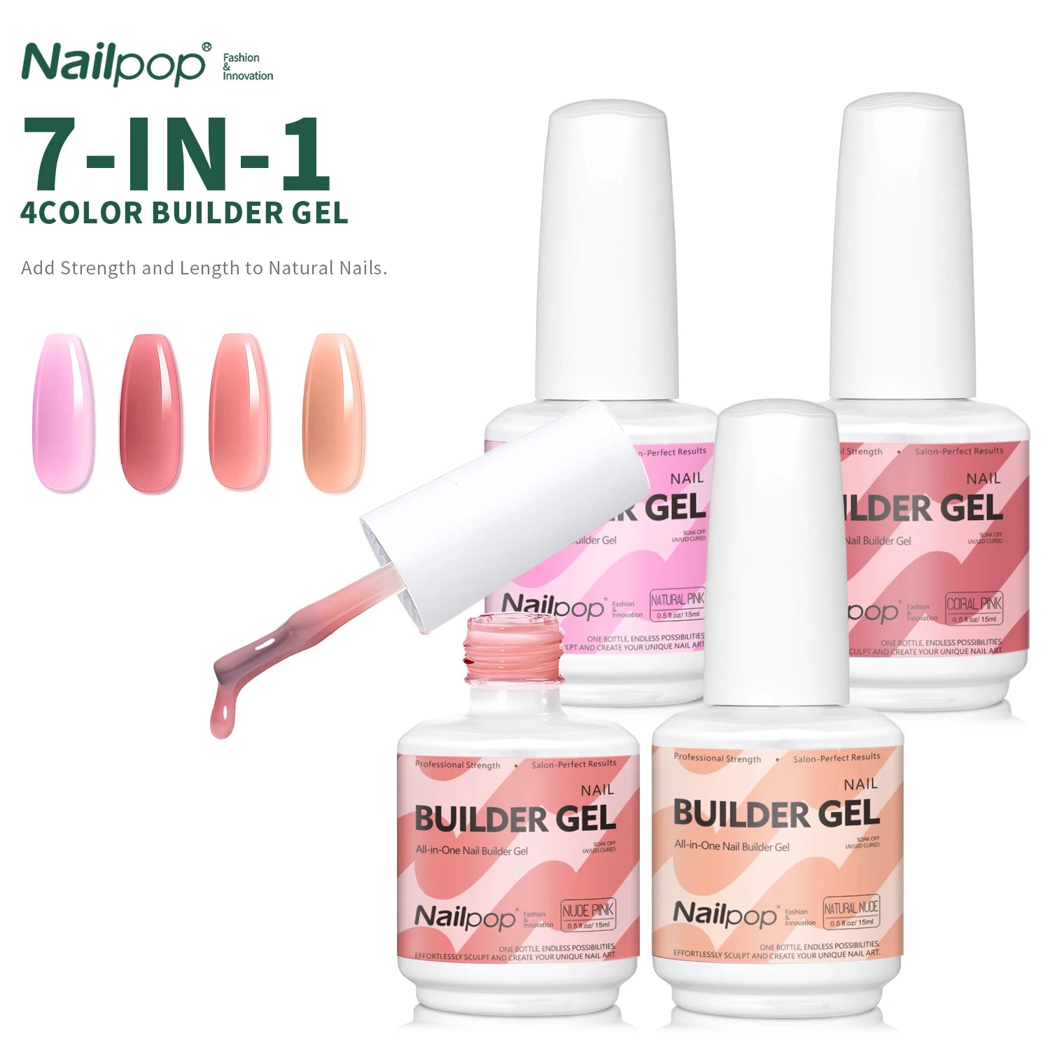 Nailpop 7-in-1 Builder Nail Gel HEMA TPO Fast Building Polish 8 Qme