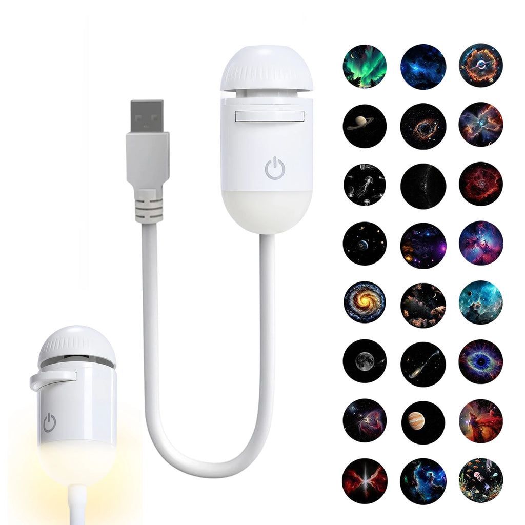 2-in-1 Galaxy Projector Night Light With Slides Starry Night Light Dual Mode USB Starry Atmosphere Light For Bedroom Sleep Decor Qme
