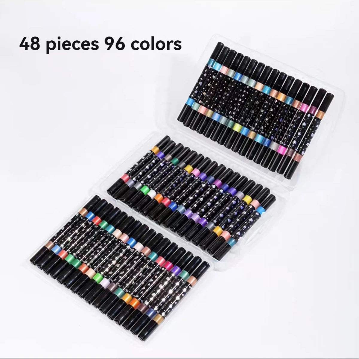 24/48/72/96 Colors Dual Brush Tip Glitter Art Markers Metallic Paint Marker Pens DIY Crafts Birthday Cards, Making Poster, Album Qme 48 Pcs-96 colors
