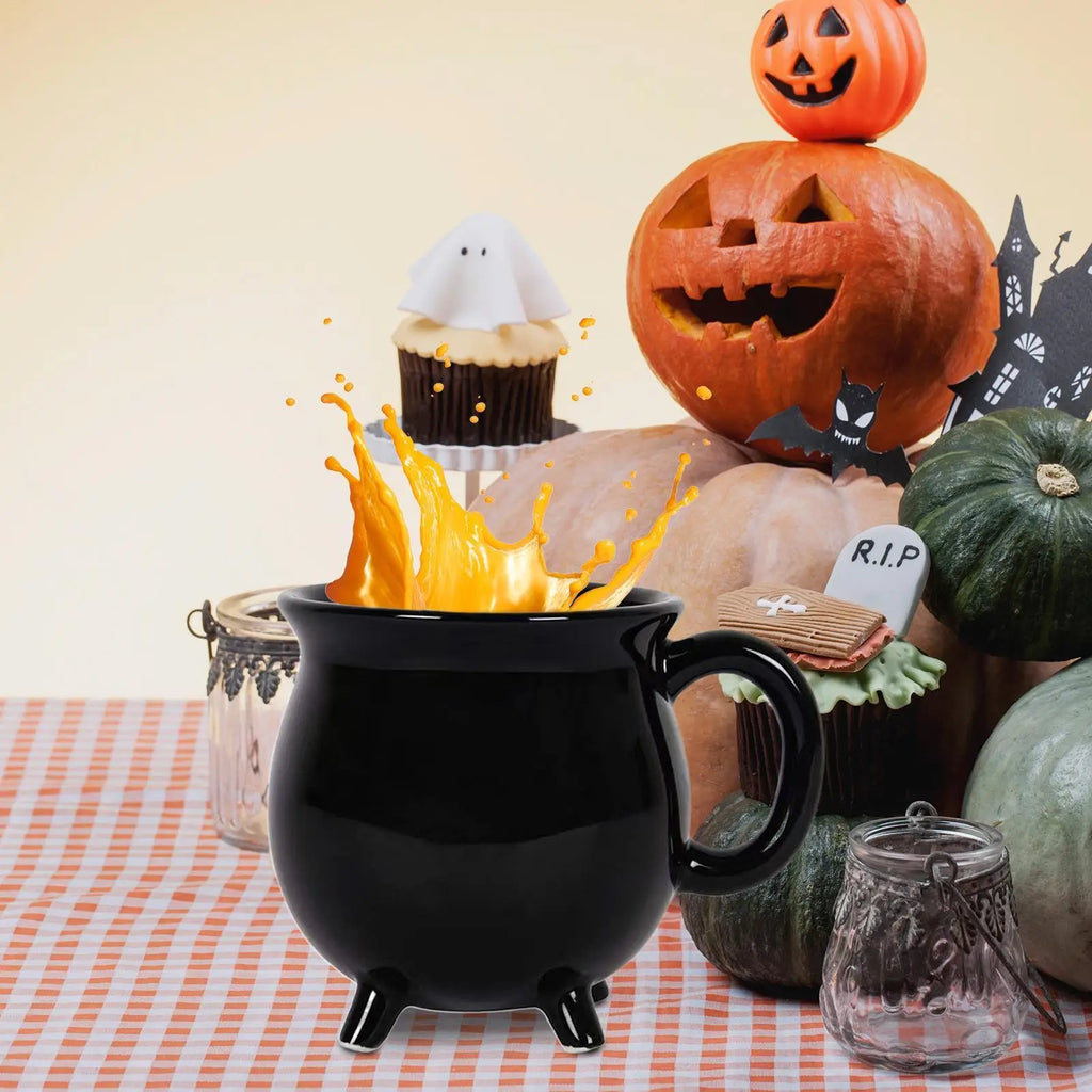 Cauldron Mug Halloween Witch Ceramic Beverage Mugs Gothic Drinkware Qme