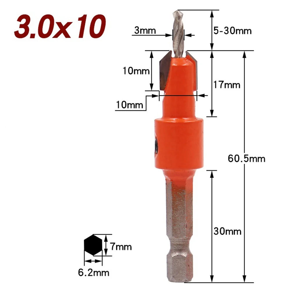 1 4 Woodworking Hex Shank Drills Bit Countersink Router Wood Drilling Qme F