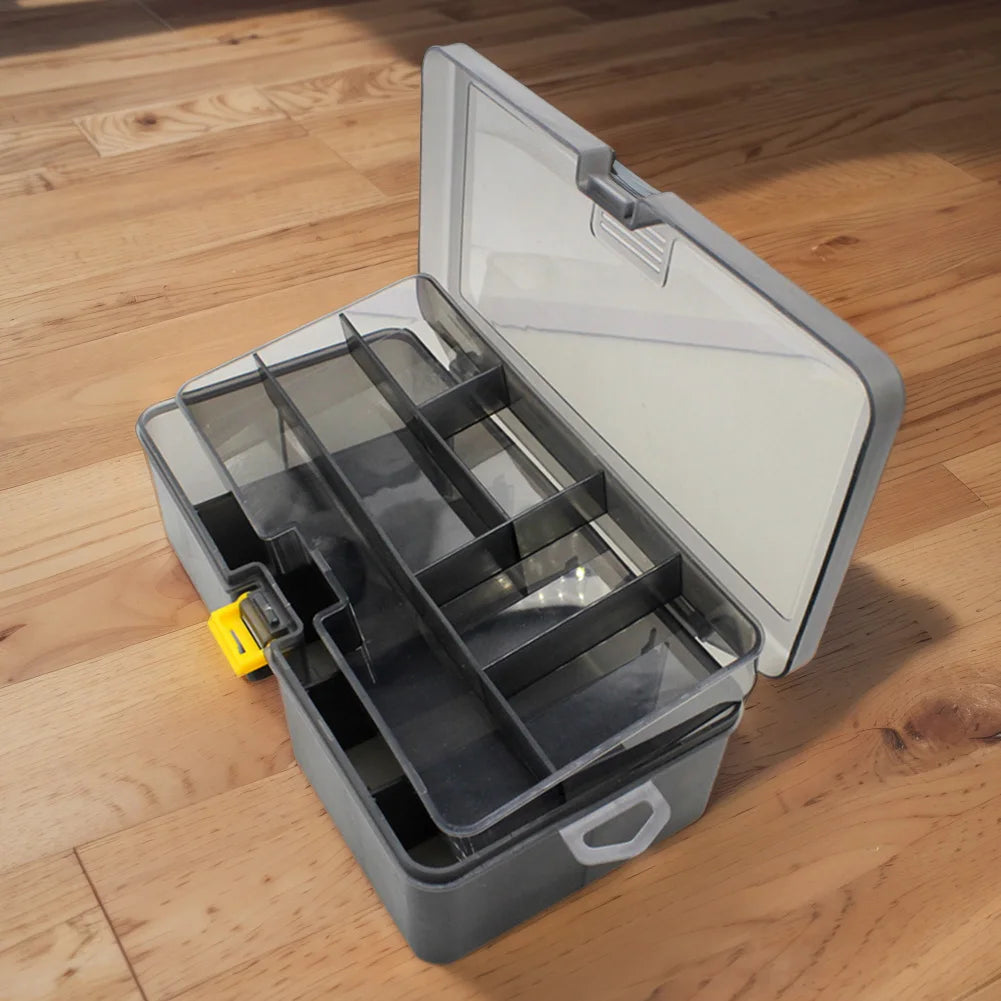 Double Layer Fishing Box with Adjustable Dividers Bait Lure Hook Accessories Box Bait Storage Box Multifunctional Fishing Tool Qme Default Title