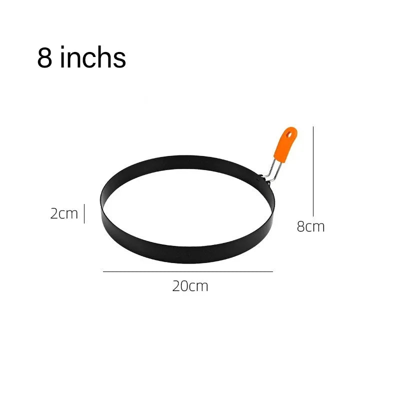 Anti-scald Egg Fried Ring Professional Stainless Steel Nonstick Round Pancake Mold Cooking Egg Mould Breakfast Sandwich Tools Qme orange 20cm