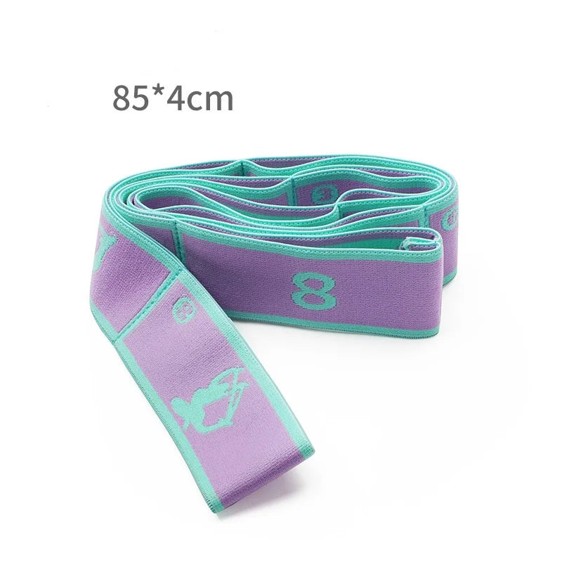 Yoga Stretch Strap, Sports Exercise Resistance Bands For Dance, Gymnastics, Workout, Pilates Stretch Belt For Physical Therapy Qme Purple Green S