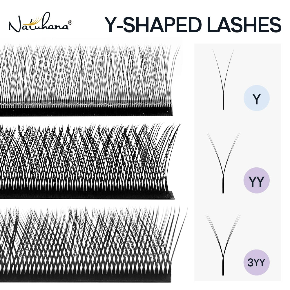 NATUHANA YY Shape Eyelash Extensions C-d Curl Faux Mink Double Tip Qme
