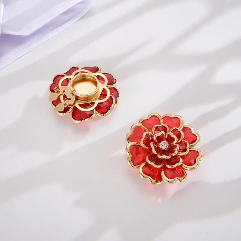 Rhinestone Flower Button Covers Easy Use Fashion Clothing Decor Qme A4