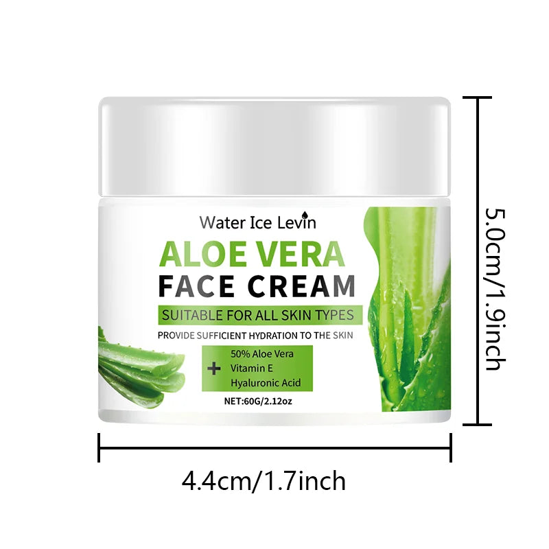 Aloe Vera Face Cream, Hypoallergenic Moisturizer for Both Men and Women, Contains Hyaluronic Acid and Collagen, Suitable for All Skin Types, Soothing and Moisturizing, Non-Irritating Qme