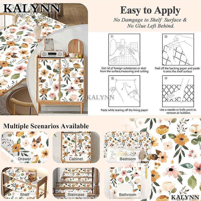 Floral Peel Stick Wallpaper Boho Flower Contact Paper Self Adhesive Qme