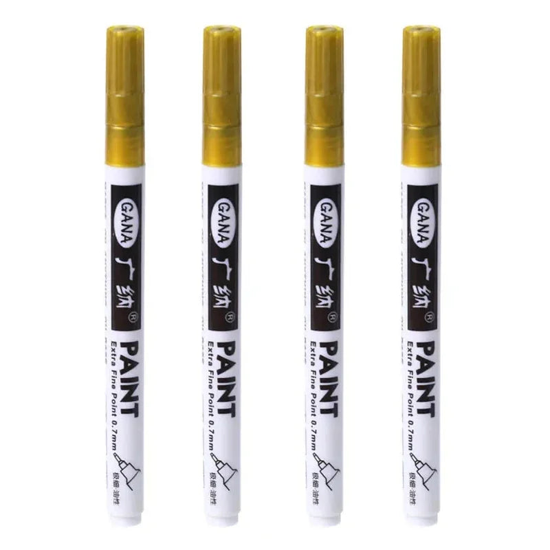 4Pcs/set High Quality Permanent Paint Markers Pen 0.7mm Fine Tip Waterproof, for Rock Painting, Wood, Metal, Canvas Qme 4Pcs gold