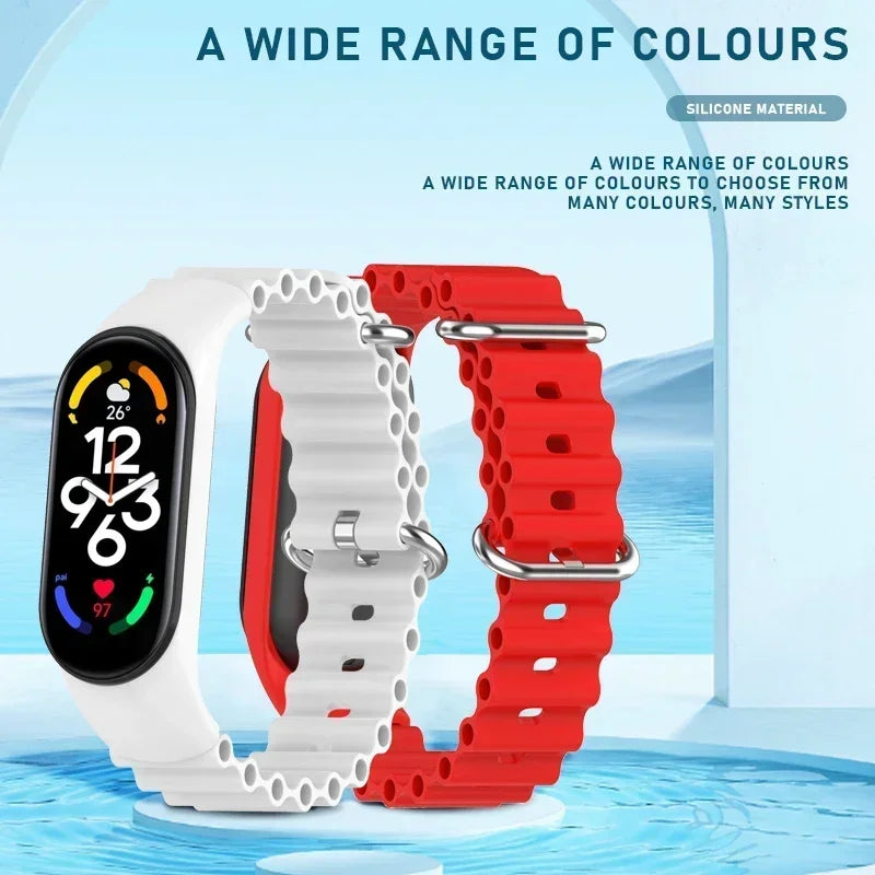 Strap For Xiaomi Mi Band 7 6 5 4 3 Smart Bracelet Sport Wrist Replacement Soft Silicone Ocean Strap For Mi band 5 7 Wristban Qme