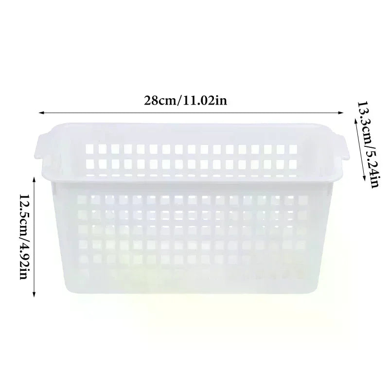 Plastic Storage Basket Snacks Storage Hollow Rectangular Ins Storage Box Basket Sorting Sundries For The Bathroom Kitchen Qme