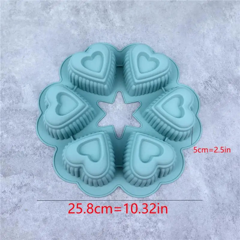 Silicone Heart-shaped Cake Mold Food-grade Non-stick Baking Tray DIY Qme Blue