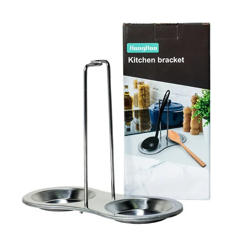 Pot lid support and spoon holder - Space-saving kitchen storage items that don't require drilling, featuring a draining tray, Qme