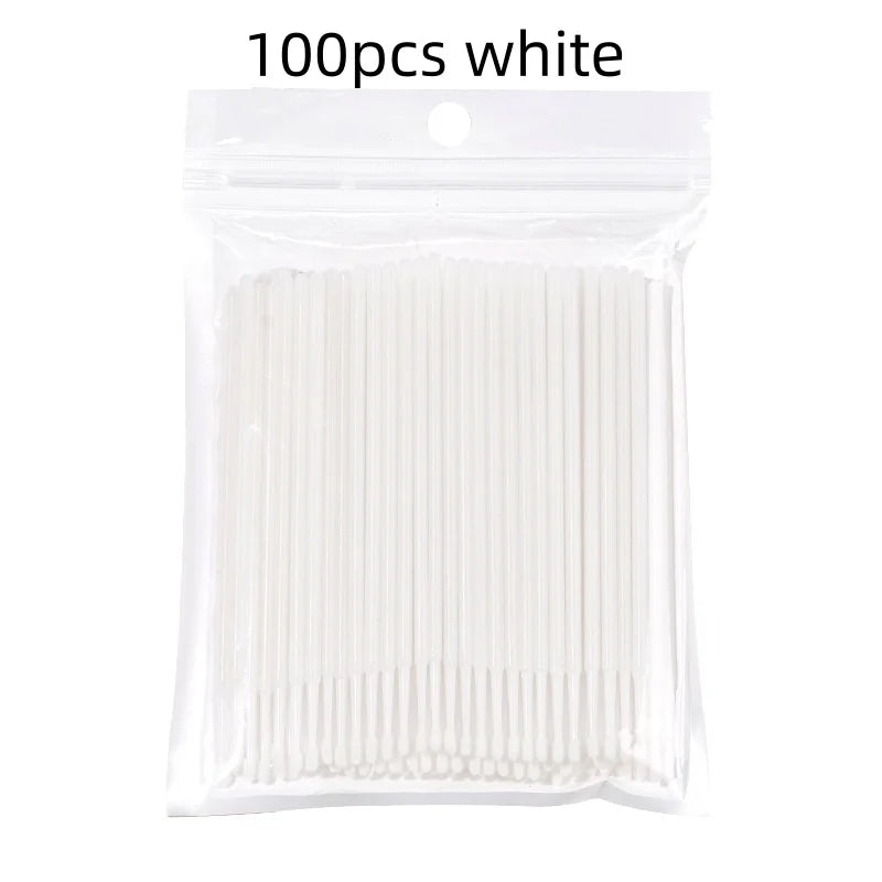 100pcs Microbrushes for Eyelash Extension Makeup Brush Swab Disposable Individual Applicators Mascara Eyelashes Brushes Qme 100pcs white