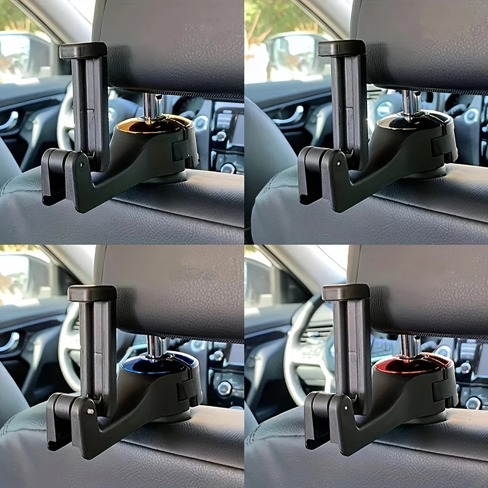 2 In 1 Car Headrest Hidden Hook With Phone Holder Car Seat Back Hanger Portable Storage Hook Phone Holder Auto Fastener Clip Qme