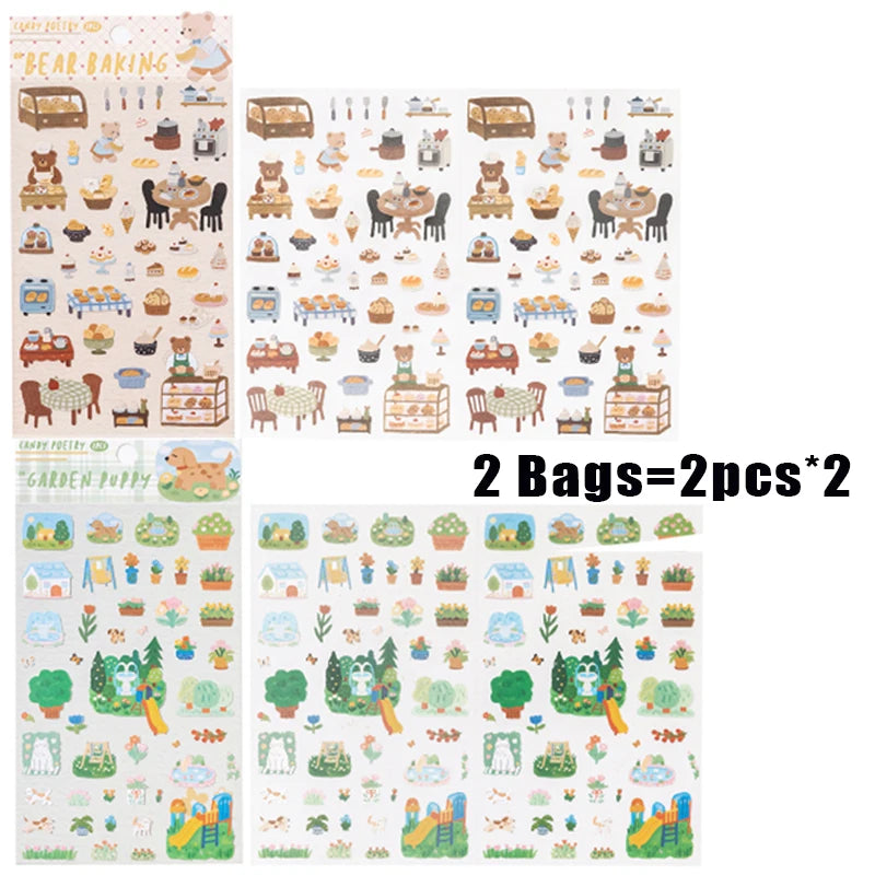 Cute Pet & Coffee Themed Decor Stickers, Healing Stationery Gifts, Perfect for Junk Journal, Bottle & Phone Case Decoration Qme 2 bags-B