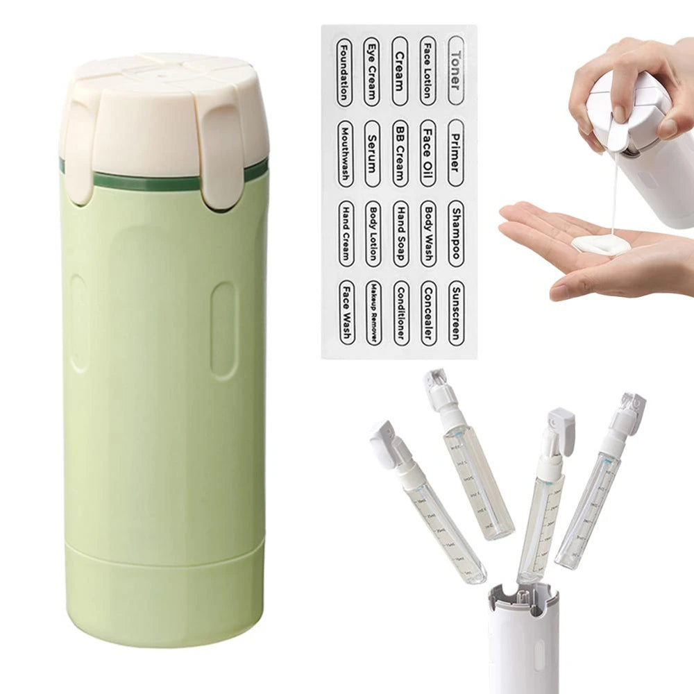 4 In 1 Travel Dispenser Portable Travel Bottles Leak Proof Leakproof Container Skincare Products Shampoo Conditioner Lotion Qme 30ML GREEN