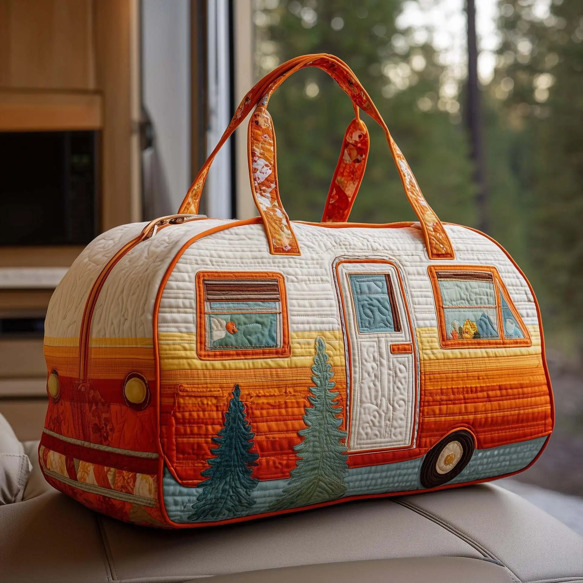 Women 3D Quilting Craft Travel Duffel Bag Fashion Sun Mountain Forest Qme A7