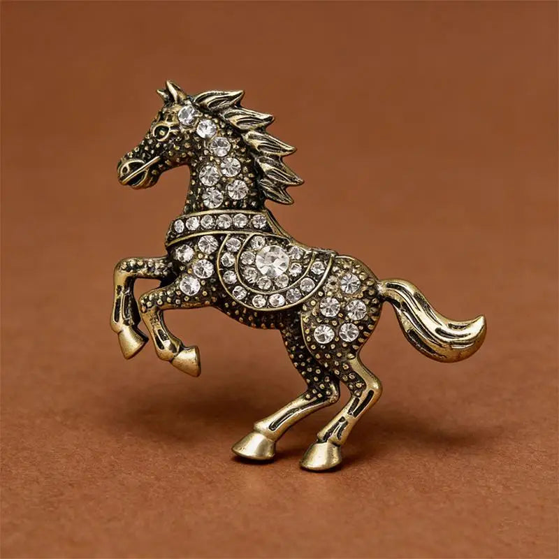 Luxury Horse Brooches For Women Unisex 4-color Elegant Enamel Animal Year Of The Horse Brooch Pins Gifts Qme