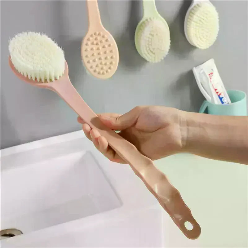 Long Handle Bath Shower Brush Soft Dense Bristles Back Massage Nodes For Exfoliating Deep Cleaning Bathroom Use Qme