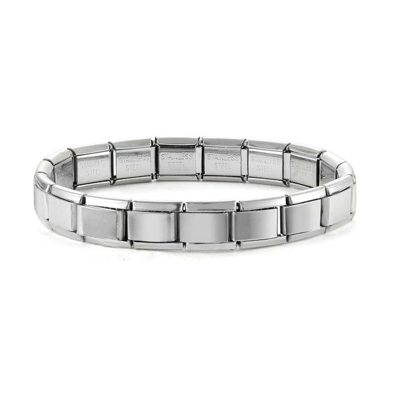 New 2026 Fashion Women's Men's Jewelry DIY 9MM Width Italian Elastic Charm Bracelet Blue Pink Color Stainless Steel Bangle Gift Qme S 1