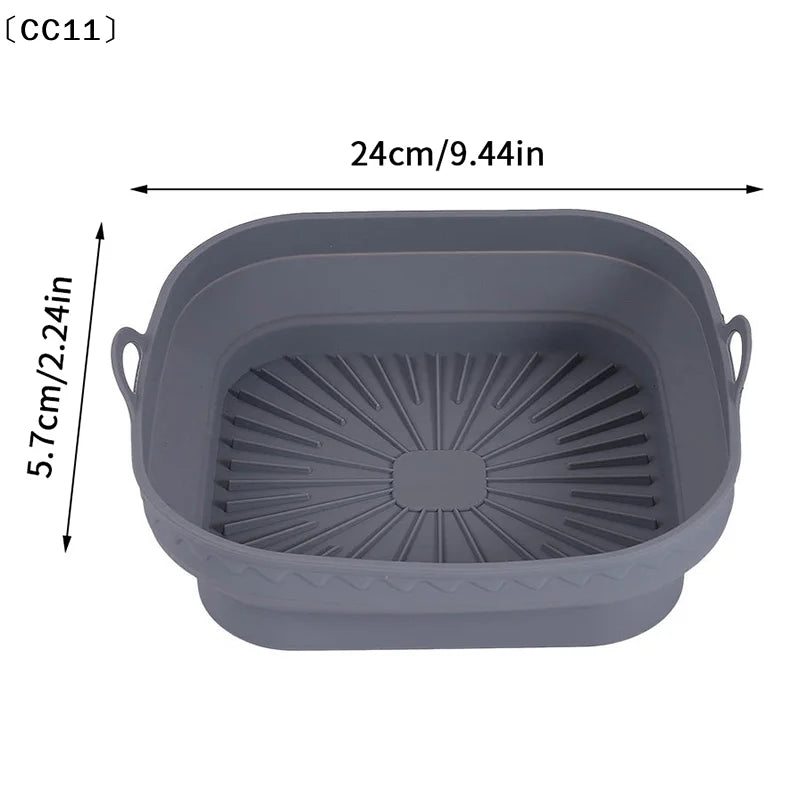 Foldable Air Fryer Silicone Mould Reusable Basket Food Safe Non Stick Qme