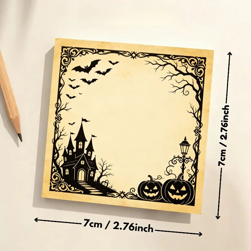 100Sheets Eerie Atmosphere Notepad - Halloween-themed Decorative Notepad, Ideal for Journal Keeping, Handmade Creation Qme