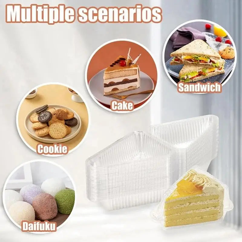 50 Stackable Sandwich Holder Fruit Cake Slice Container Clear Qme