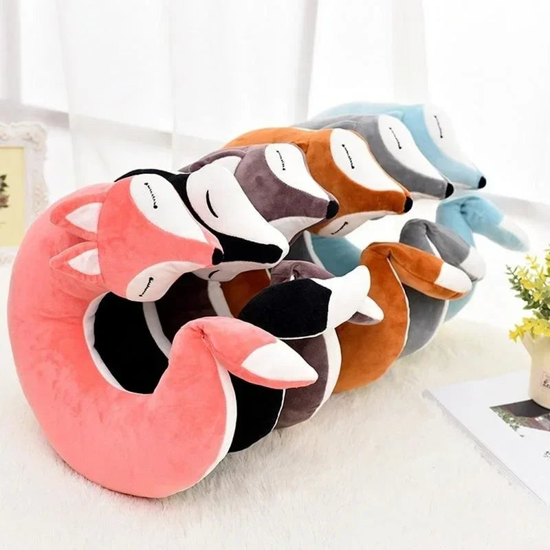 Travel Pillow U Shape Neck Pillow Cute Fox Pillow Hug Sleeping Pillows Ornamental Pillow Office Sleep Pillow 30*30*8CM Qme