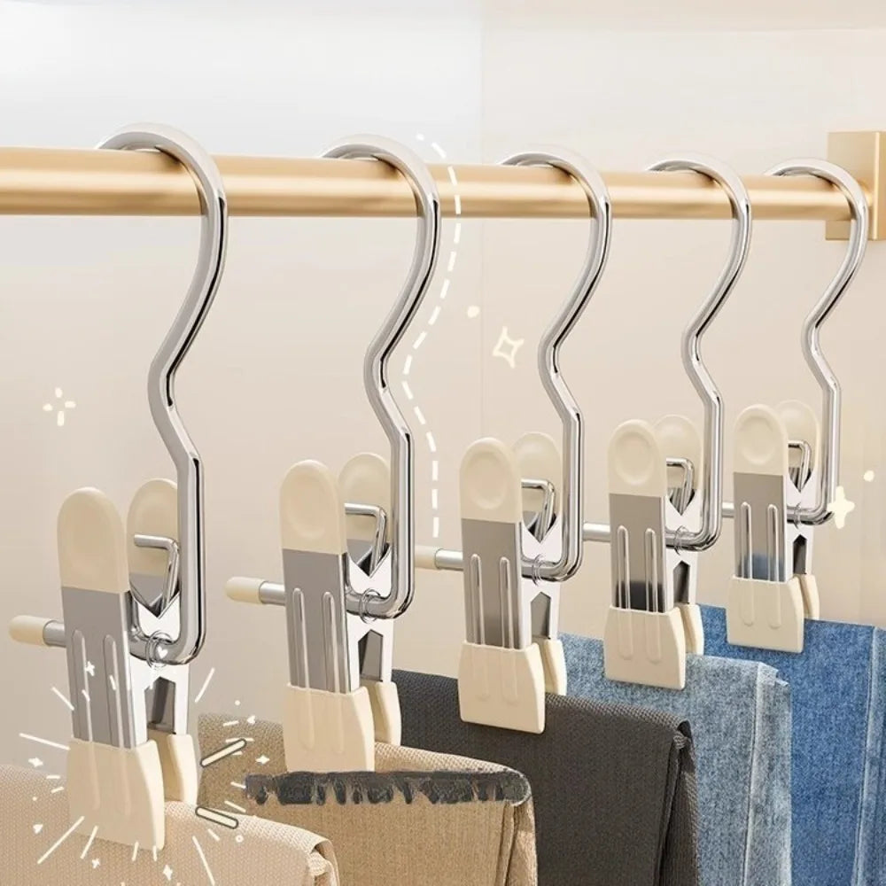 30pcs Clothes Pins Clips With Hook, Stainless Steel High Elasticity Good Persistence For Clothes, Wardrobe Hooks, Socks Qme