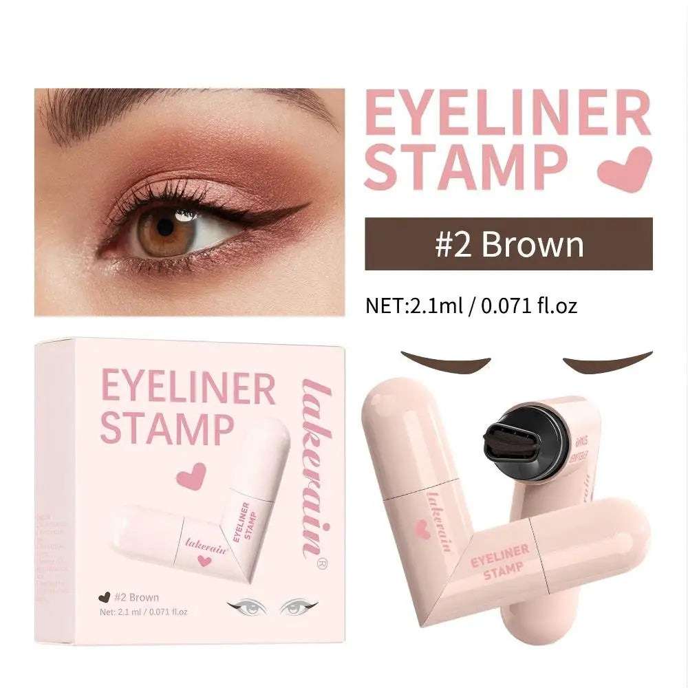 Eyeliner Pen Integrated Stamp Precise Application Waterproof Qme 02 Brown 2.1ml