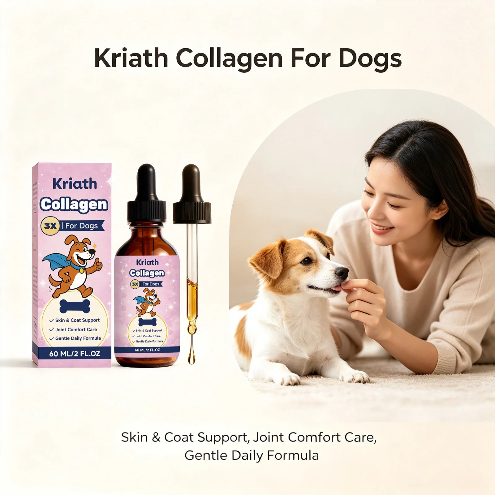 Dog Collagen Liquid Drops Enhance Joint Flexibility Strengthen Bone Improve Skin Condition Gentle Pet Daily Nutrients Supplement Qme