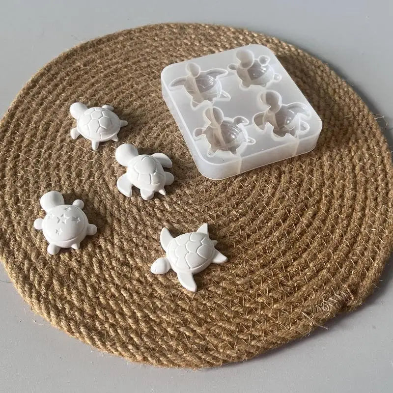 Four Turtles Plaster Silicone Molds DIY Heart Star Texture Shell Qme