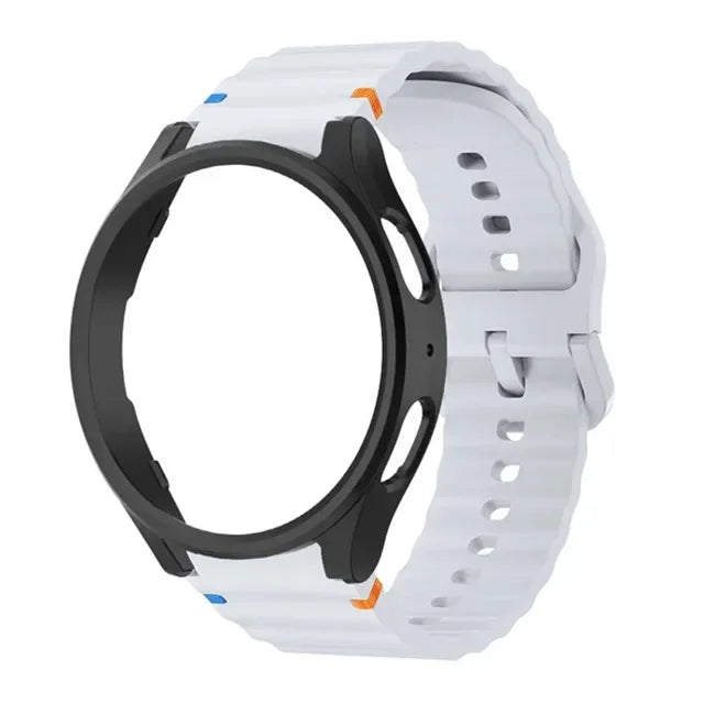 Case+Strap for Samsung Galaxy Watch 7 40mm 44mm Sport Silicone Band Bracelet PC Case Protector Cover Bumper for Galaxy Watch 7 6 Qme LHB Galaxy Watch 7 40mm