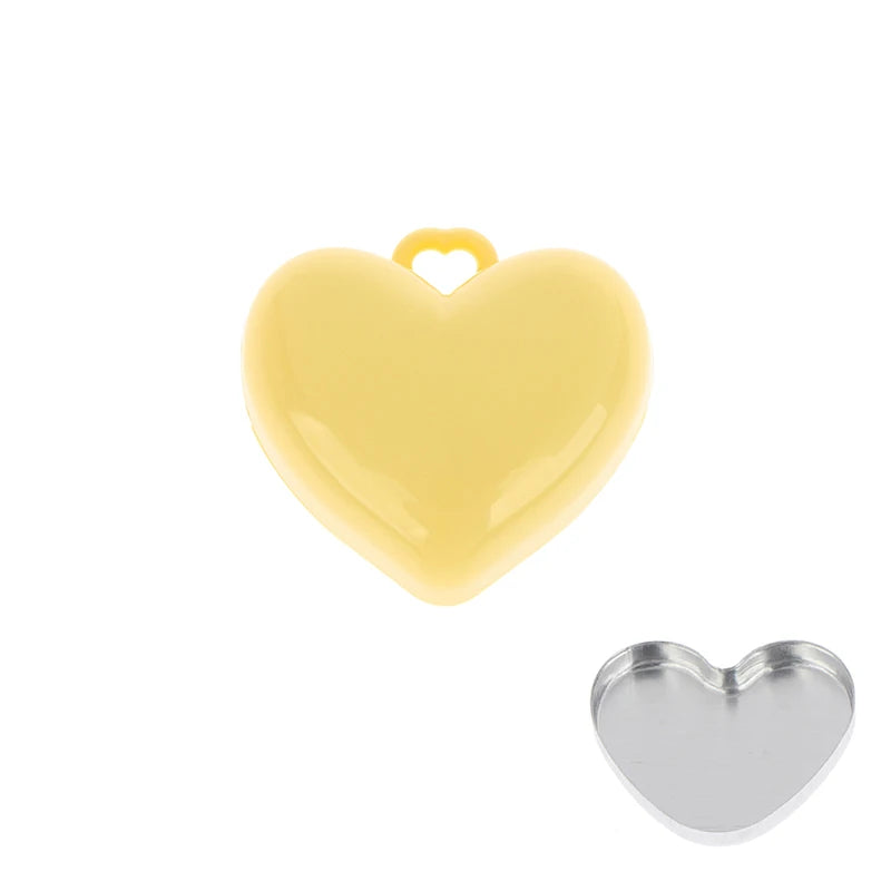 Heart-shaped Mini Empty Compact Mirror Aluminum Pan Keychain Blush Qme Yellow