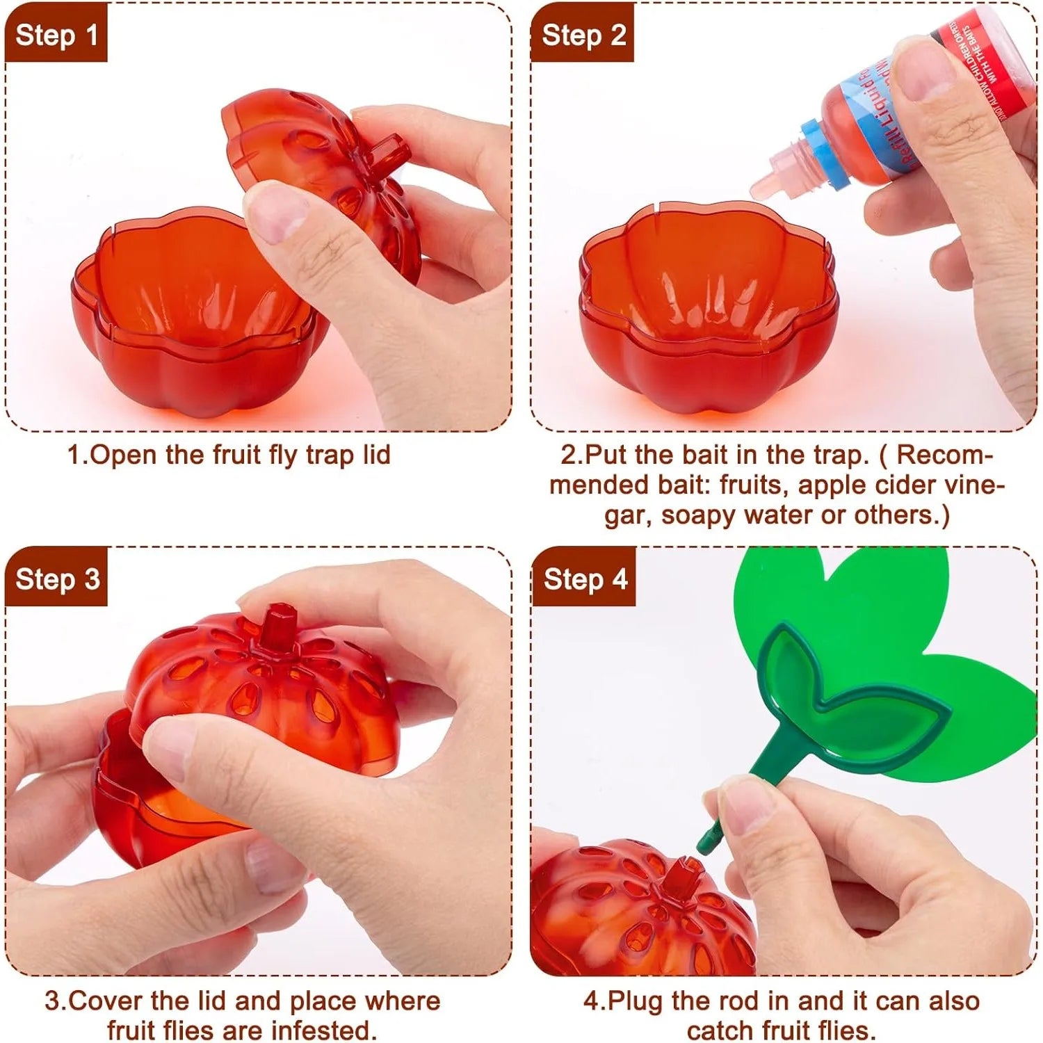 Fruit Fly Trap 2 Packs Safe & Reusable Fruit Fly Traps for Kitchen Dining Room Family Party Outdoor Picnic Farm Garden Qme