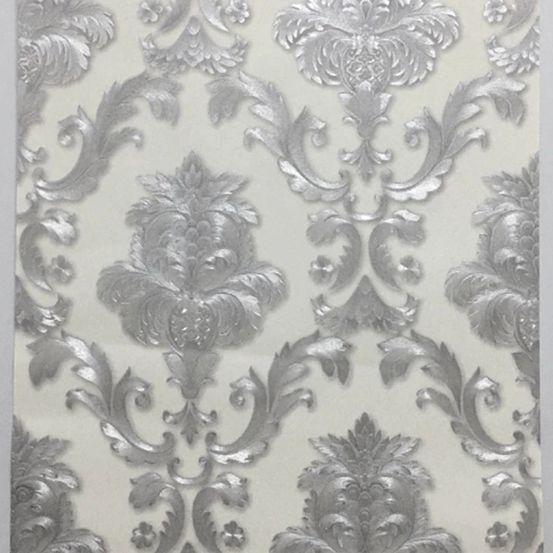 1 Roll 53cm Wide Antique Gold Wallpaper Living Room Bedroom Waterproof PVC Wall Sticker Home Decoration European Wallpaper Qme Silvery 53cmX1m