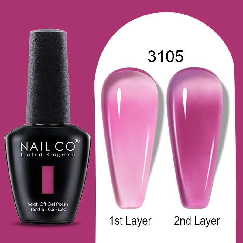 NAILCO Rubber Base Gel Polish Milky Pink Jelly White Beige 6Colors