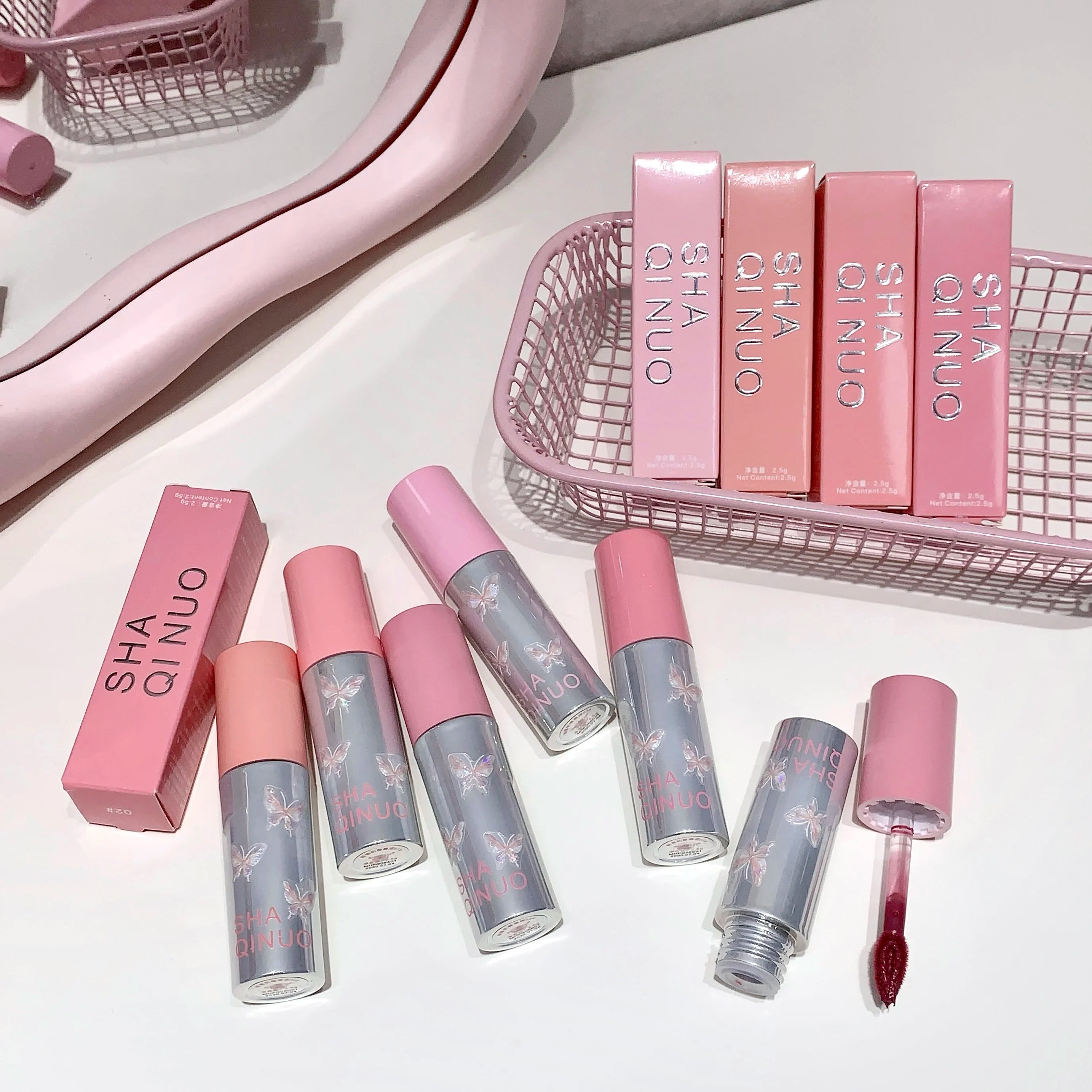 SHAQINUO Lip Mud Glaze Matte Velvet Brightening Clay Long-lasting Qme