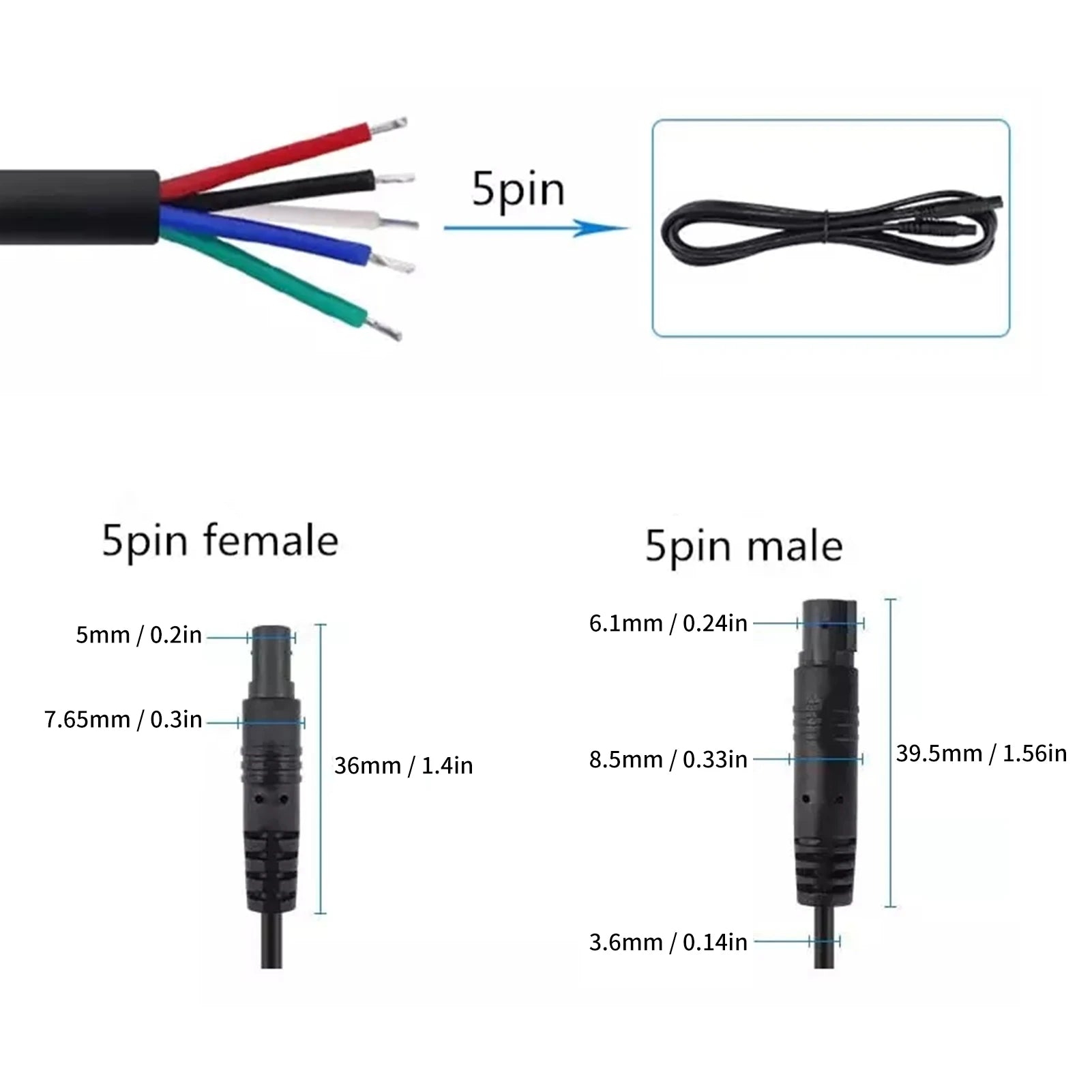 Rearview Camera Wire 8.2ft 5Pin Rearview Camera Extension Cable Male to Female Car Rear View Line Backup Camera Line Qme
