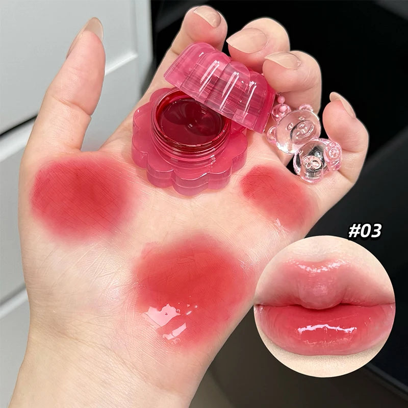 QIBEST Moisturizing Mirror Lipgloss Lip and Cheek Dual-Purpose Gel Jelly Water-Glow Colorful Lip Cheek Blush Cream Lip Stain Qme