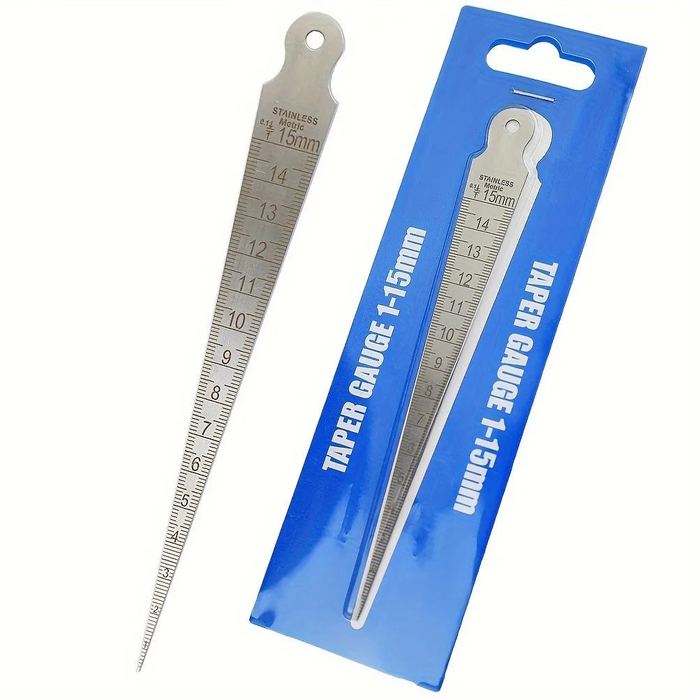 1-15mm Stainless Steel Taper Gauge, Wedge Feeler Gauge for Gap and Hole Measurement Qme