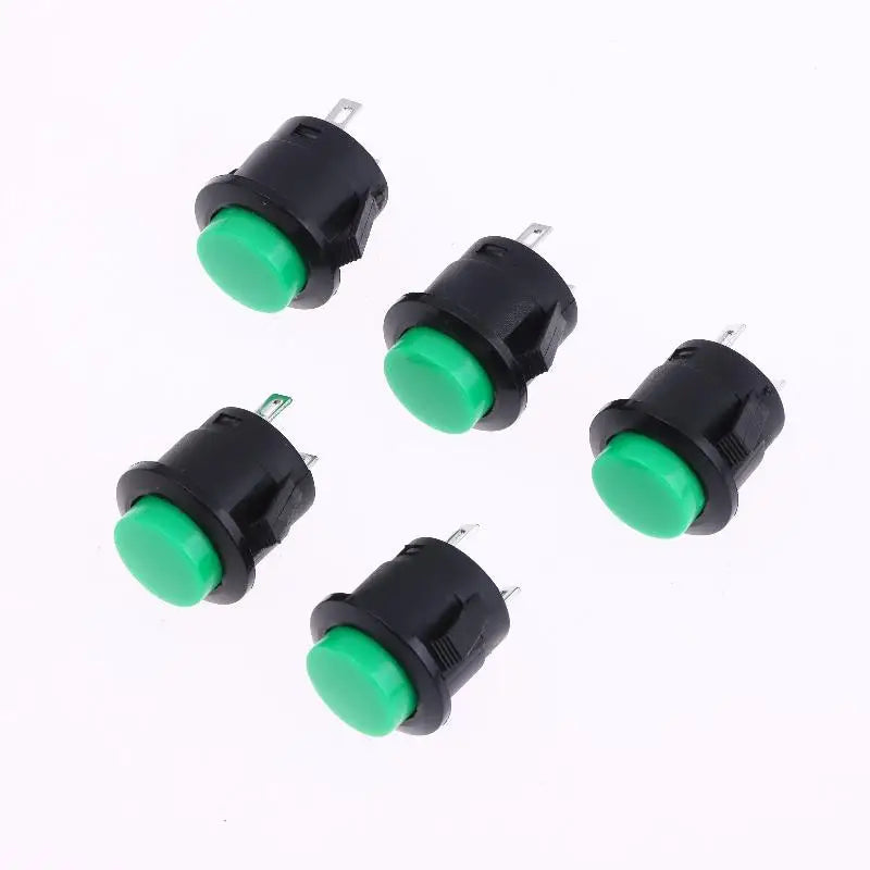 5 Pcs Momentary Push Button Switch R13-507 16mm Round Switch 2Pins ON-OFF Self-reset Panel Mounting Qme Green 5pcs