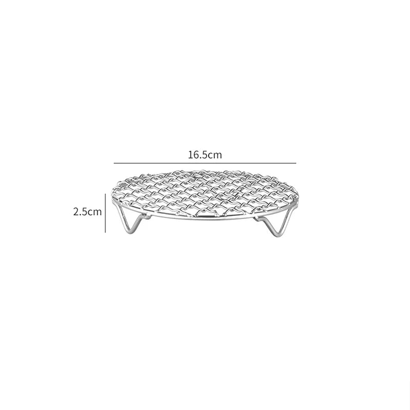 Round Air Fryer Rack Legs Stackable Grid Grilling Stainless Steel Qme 16.5cm
